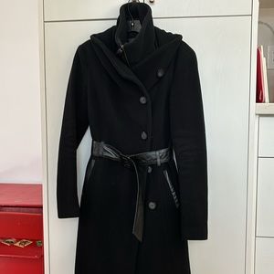 Mackage 3/4 wool coat with leather trim